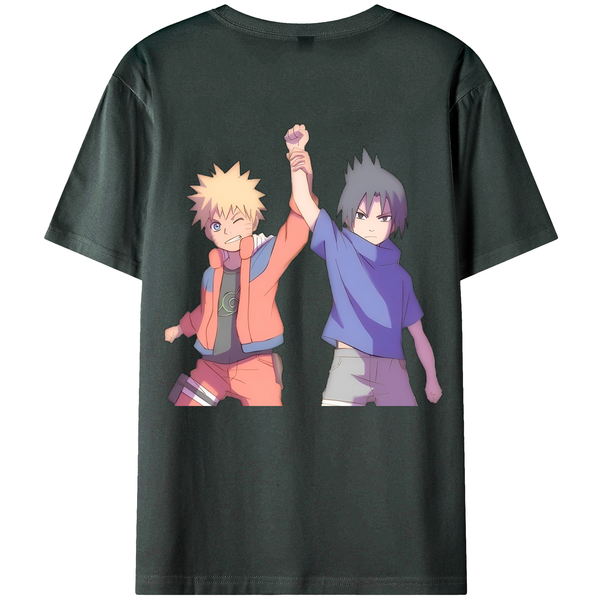 （画像用） NARUTO -ナルト- うちは サスケ Uchiha Sasuke 綿100％ メンズ半袖Tシャツ（バックプリント） 通気性